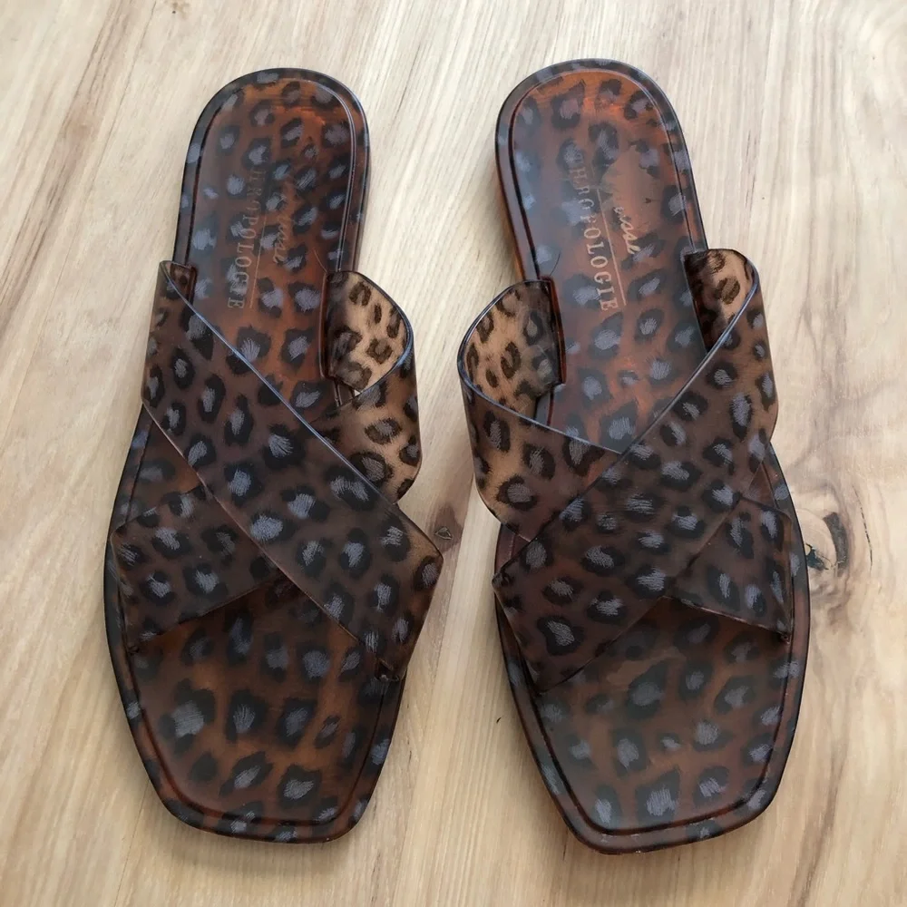 Anthro x Matisse Brown Jelly Slide Sandals - Picture 2 of 11